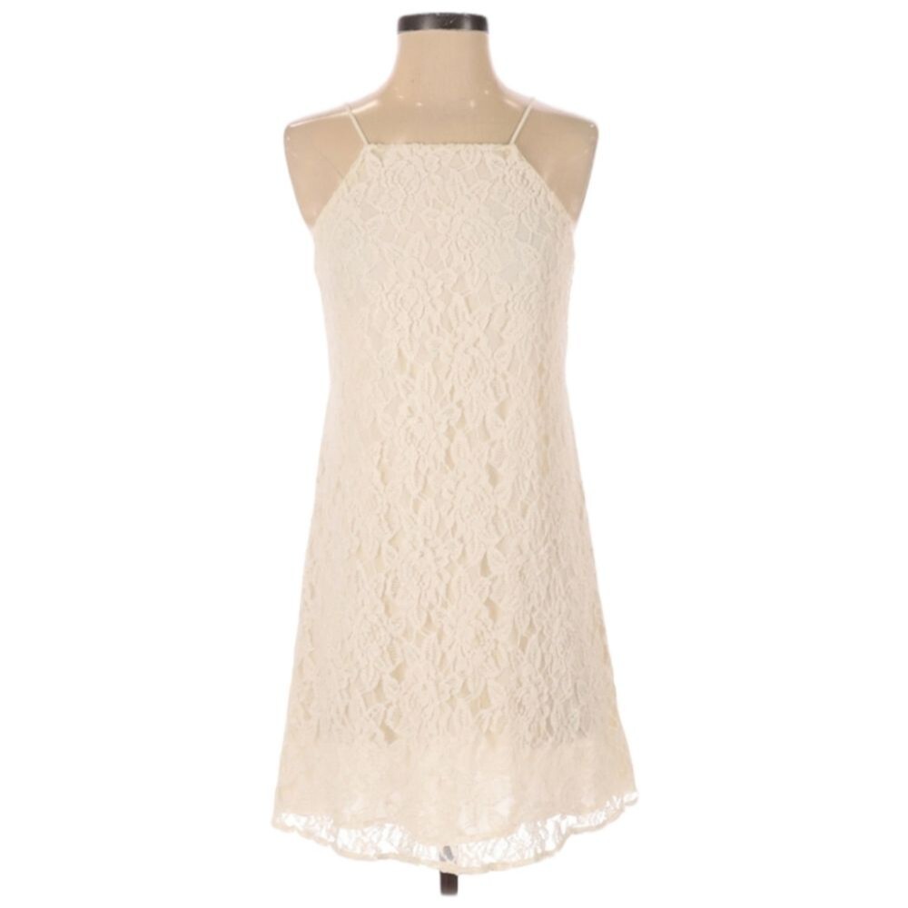 UO Pins and Needles Sleeveless Dress Size S Lace Overlay‎ Cream Ivory Color Mini